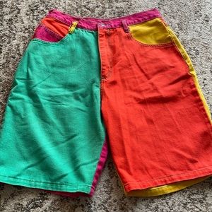 Retro color block shorts size large